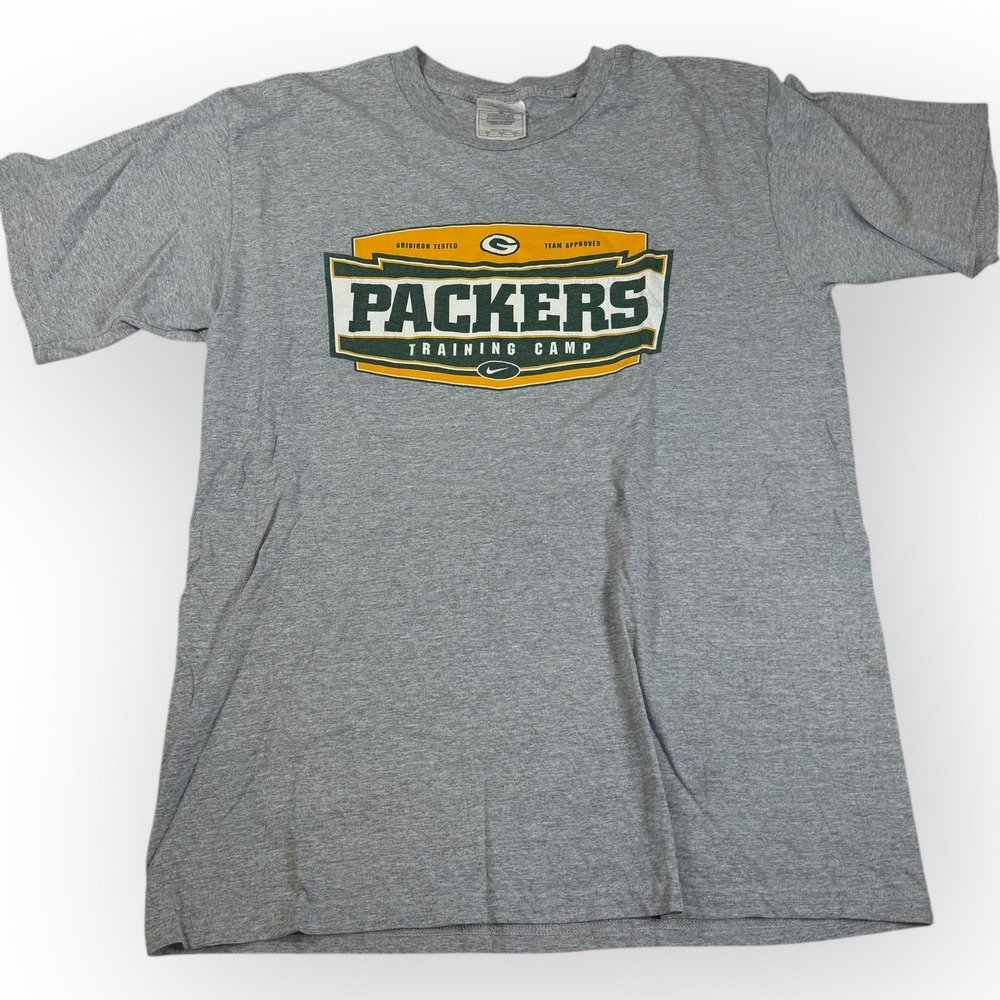 Vintage Y2K Nike Green Bay Packers Training T-Shirt Mens Medium Gray Graphic Tee